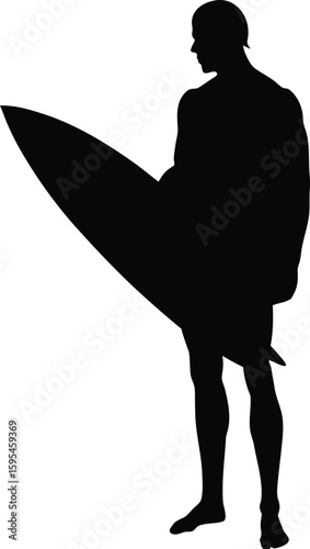 Silhouette of a young man holding a sword vector illustration