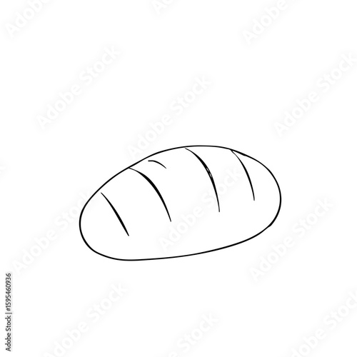 Simple line sketch of a bread roll in a minimalist style  