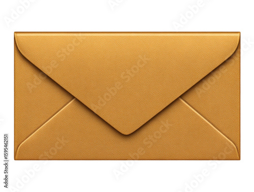 Sending stylish brown envelope home office digital content modern. Isolated on transparent background, png.