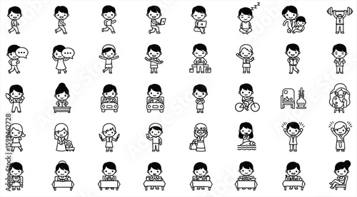Minimalist Cartoon People Icons for Website and Print Design