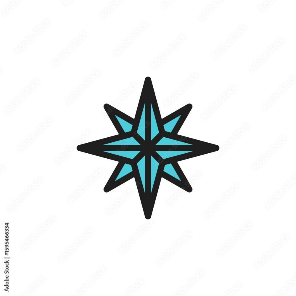 Fototapeta premium Compass icon is designed in a visually appealing and easily recognizable style. It’s suitable for various visual needs such as apps, digital media, or other graphic design projects
