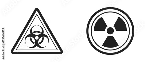 Biohazard and radiation warning symbols isolated on white background