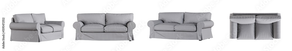 Fototapeta premium Set of sofa isolated on transparent background. 3D render.