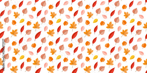 A Beautiful Autumn Leaves Pattern on a Crisp White Background, Ideal for Various Creations