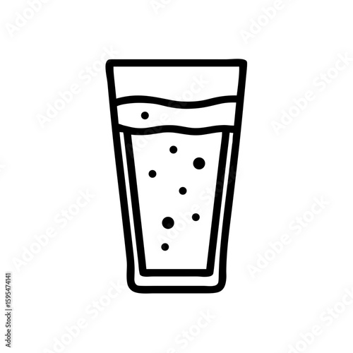 Highball glass filled with carbonated drink on transparent background  
