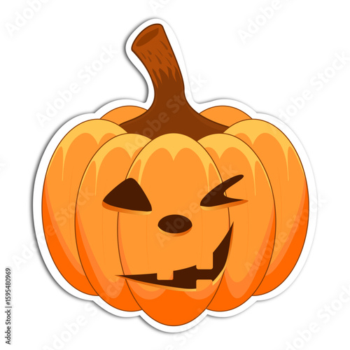 Smiling jack-o-lantern with winking expression