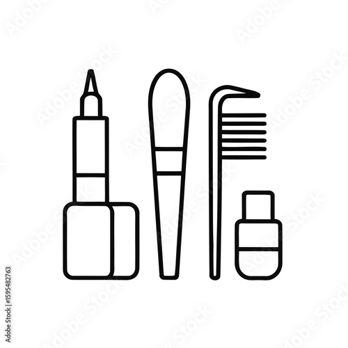 Makeup tools eyeliner mascara comb and polish beauty