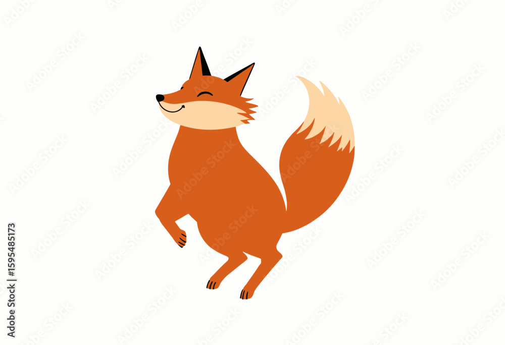Obraz premium Happy fox character dancing with a cheerful expression 