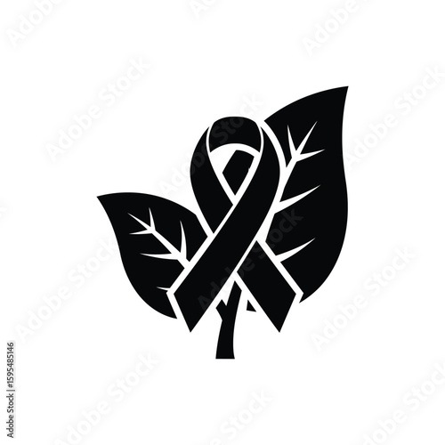 A ribbon and leaf icon represent cancer awareness, natural health, and environmental support