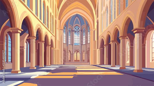 Elegant Gothic Architecture in Cathedral Interior for Historic Vibes