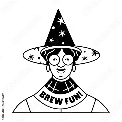A glyph style sticker of a party girl having brew fun 