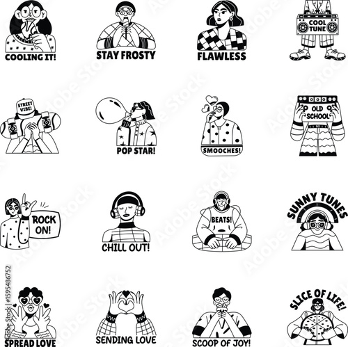 Collection of Glyph Style Cool Stickers 


