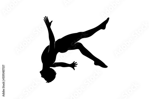 Dynamic Gymnast Silhouette Performing Backflip on White A Vector Illustration of Athleticism Skill and Precision in Gymnastics Art