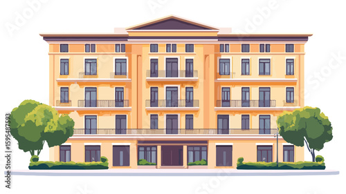 Elegant Classic Hotel Facade Building in Urban Architecture
