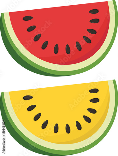 Vibrant slices of watermelons arranged on a white background, showcasing the fresh and juicy appeal of summer fruits, perfect for healthy eating.