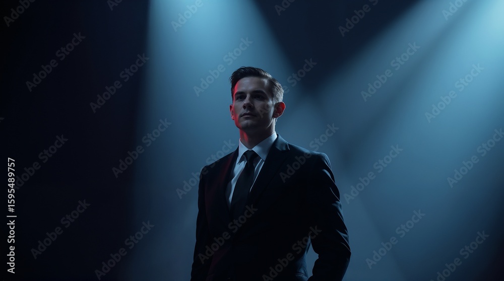 Fototapeta premium business man portrait on a black background