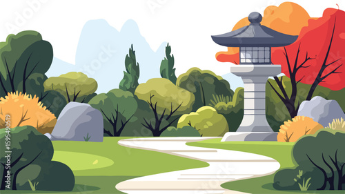 Tranquil Japanese Garden Stone Lantern Landscape for Serene Design Inspiration