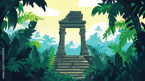 Majestic Jungle Temple Ruins with Ancient Architecture for Adventure Explorers