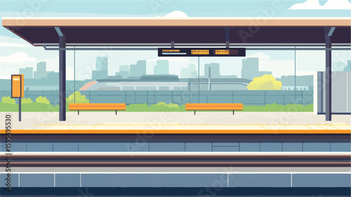Modern Urban Train Station Platform in Public Transit Setting