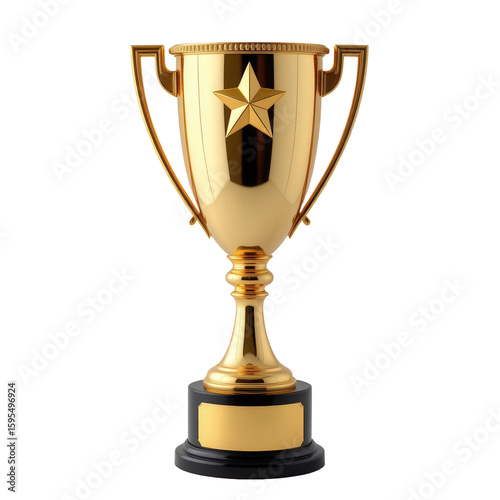 Elegant Gold Trophy with Star Design on a Dark Base Displayed