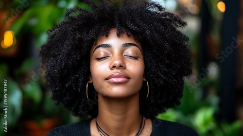 Close-up portrait of a woman with closed eyes.