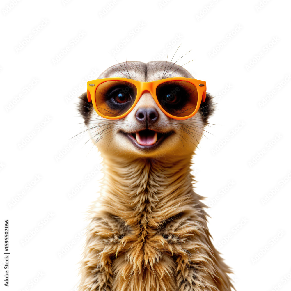 Fototapeta premium Stylish Meerkat Wearing Sunglasses, Smiling with Confidence