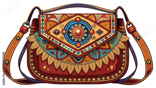 Leather crossbody bag with intricate ethnic design, Bali, accessories
