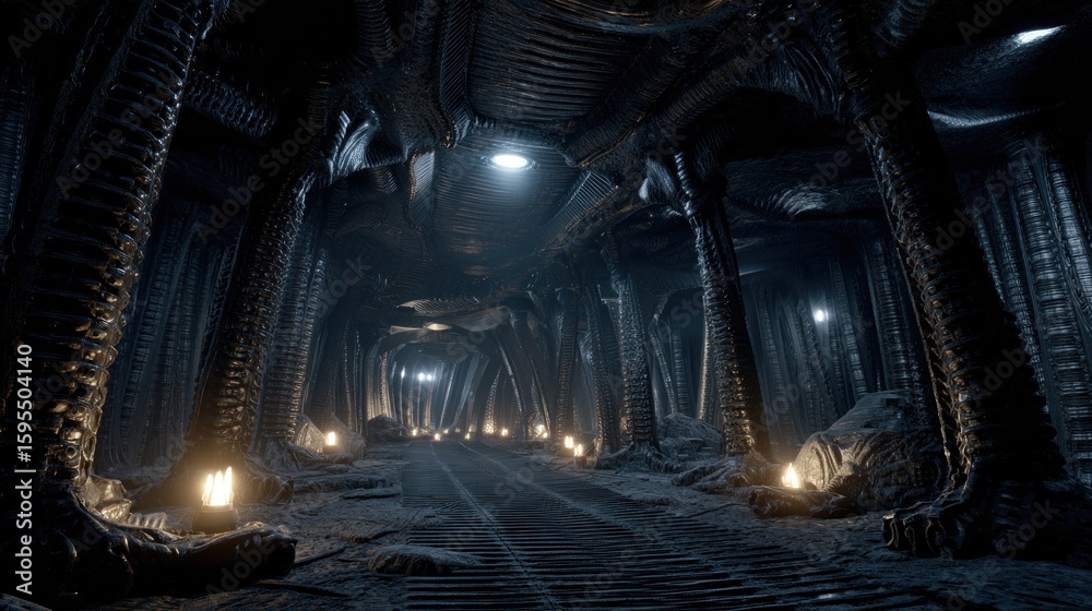 Obraz premium Dark alien tunnel