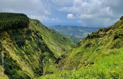 фотографія Dramatic Green Canyon Landscape in São Miguel, Azores Islands, Portugal