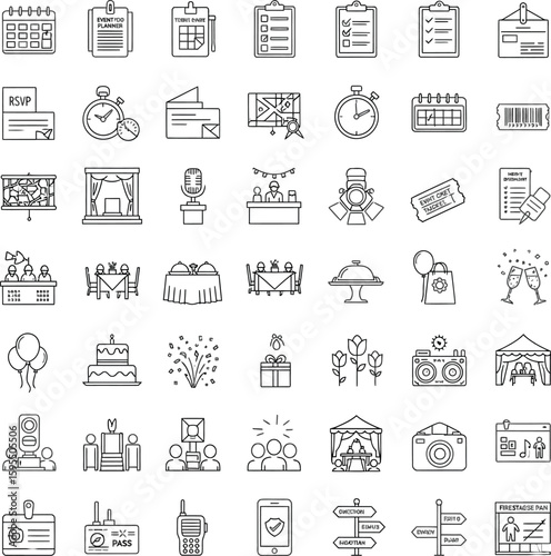 Event planning and celebration icons calendar planner
