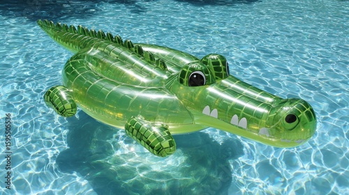 Inflatable crocodile in a pool