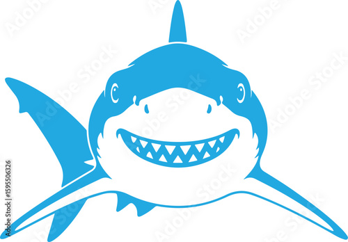 Cartoon fish character. Funny shark. Comic sharks emotions. Shark mascot. shark smiling on a white background 