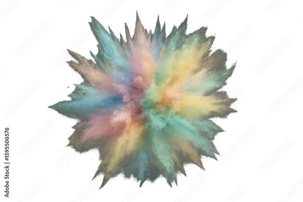 Obraz premium Multicolored powder exploding creating a big splash on transparent background, perfect for any project