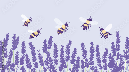 Bees Pollinating Lavender Flowers: Nature's Beautiful Interaction