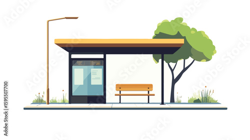 Modern City Bus Stop for Urban Transport and Public Transit