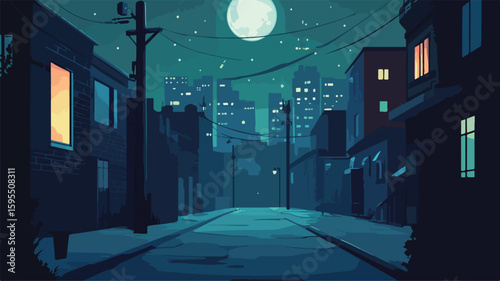 Moody Urban Scene at Night: Dark City Street - Professional High-Quality Image