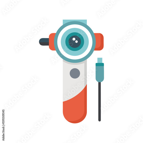 Otoscope medical instrument for ear examination in flat design on white background