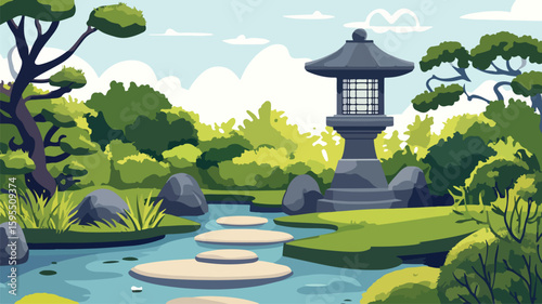 Tranquil Japanese Garden Stone Lantern Landscape for Serene Design Inspiration