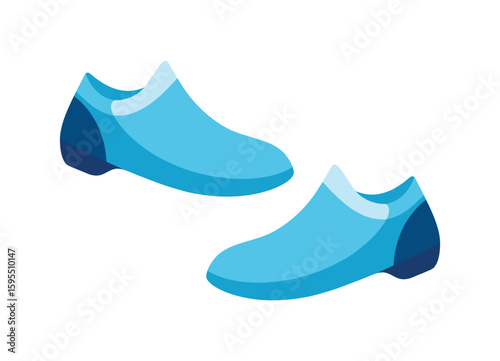 Blue Shoe Covers Pair Medical or Cleaning Protective Footwear on white background