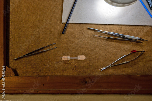 Arbeit eines Restaurators, Restaurierung einer Leinwand