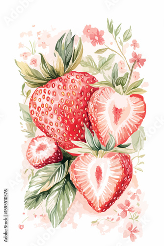 adorable background of strawberry drawing