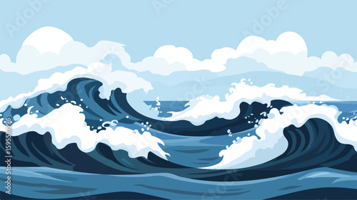 Powerful Coastal Nature: Ocean Waves Crashing Shore Image