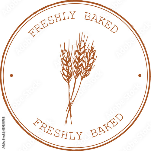 round rubber stamp that says freshly baked