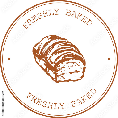 round rubber stamp that says freshly baked