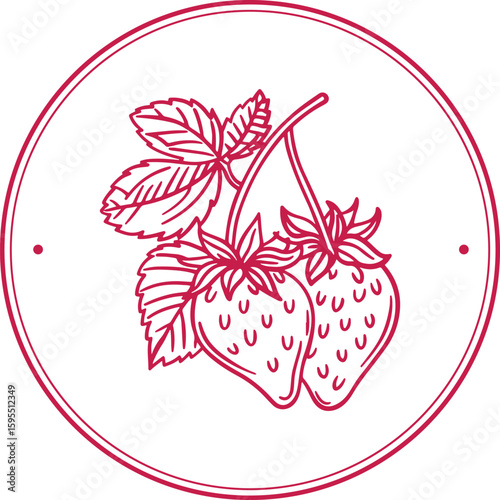 Wallpaper Mural round rubber stamp of strawberry Torontodigital.ca