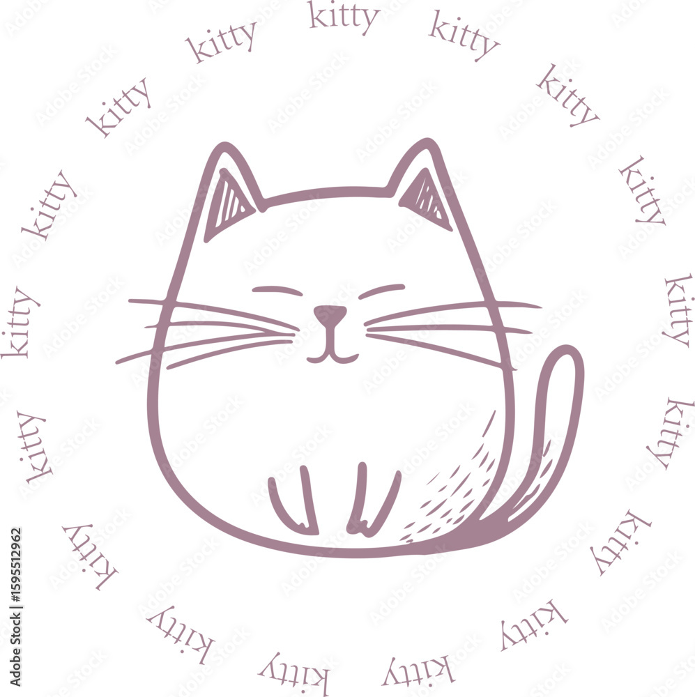 Obraz premium round rubber stamp of adorable cat