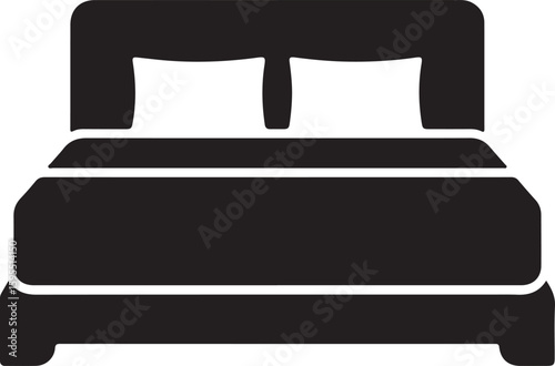 Comfortable Double Bed Icon Simple Black Silhouette Illustration