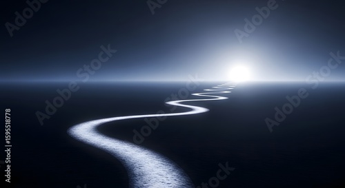 Winding Luminous Path Leading to Bright Horizon