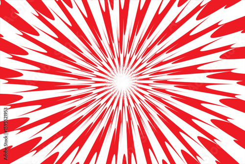 Circus background and spiral retro rays vector pattern. Vintage poster of red white sun or star burst radial lines with grunge texture, circus, carnival, summer fair or chapiteau backdrop. eps 10