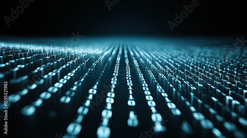 Futuristic Binary Code Wave on Abstract Minimal Background – Digital Data Flow, Cyber Technology Concept, Space for Design, Tech Innovation Visualization